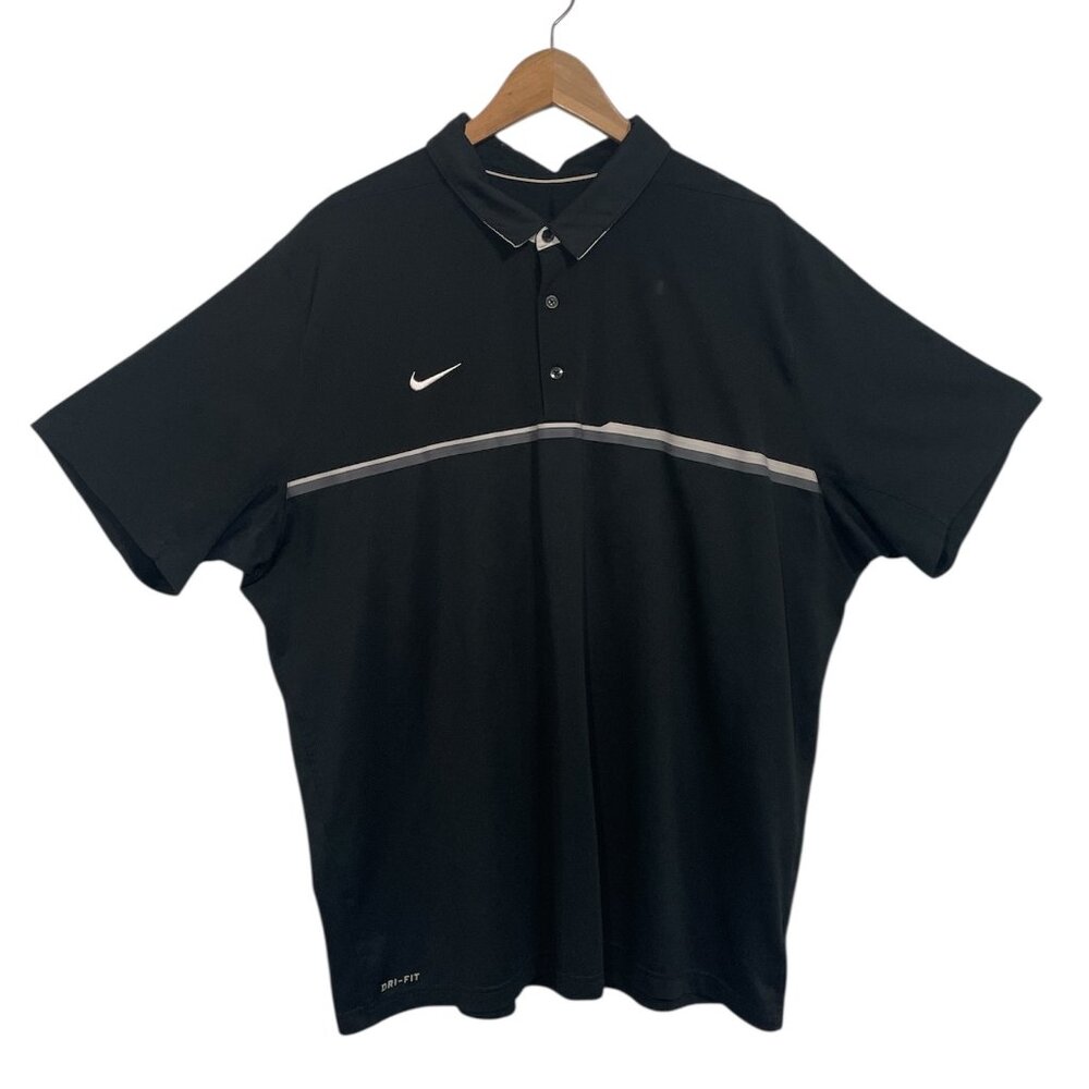 Nike Golf Polo Dri Fit Men's size 2XL Black‎ Short sleeve lightweight collard